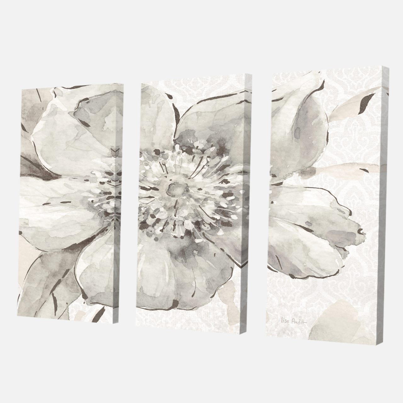Designart - Indigold Grey Peonies III - Farmhouse Canvas Artwork